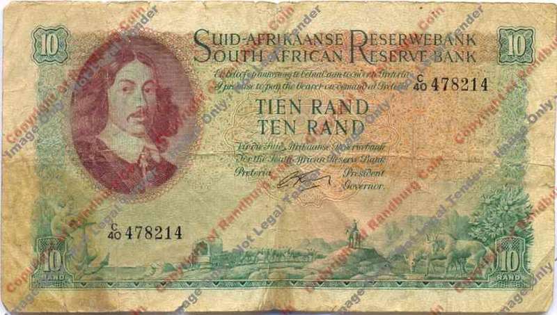 *#* G RISSIK - 1st Issue - 10 Rand - Afr/Eng - F - see description *#*