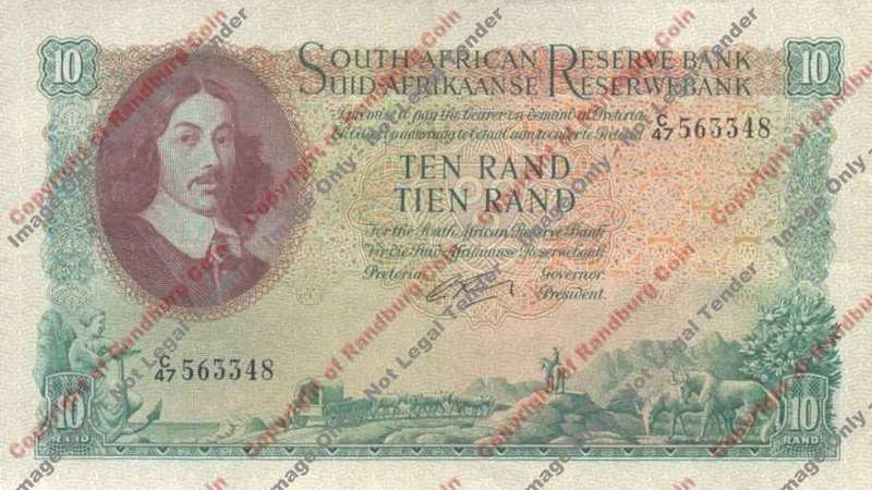 *#* G RISSIK - 1st Issue - 10 Rand Eng/Afr - VF+ *#*