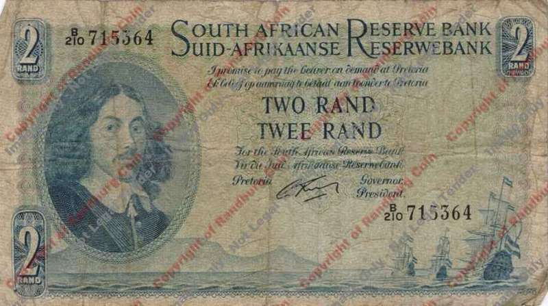 *#* G RISSIK - 1st Issue - 2 Rand - Eng/Afr - F - Spike holes *#*
