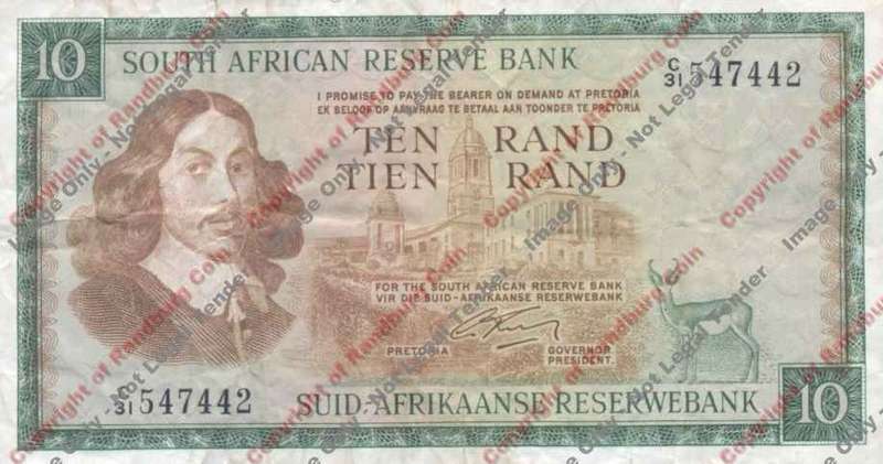 *#* G RISSIK - 2nd Issue - 10 Rand Eng/Afr - F+ edge tear *#*