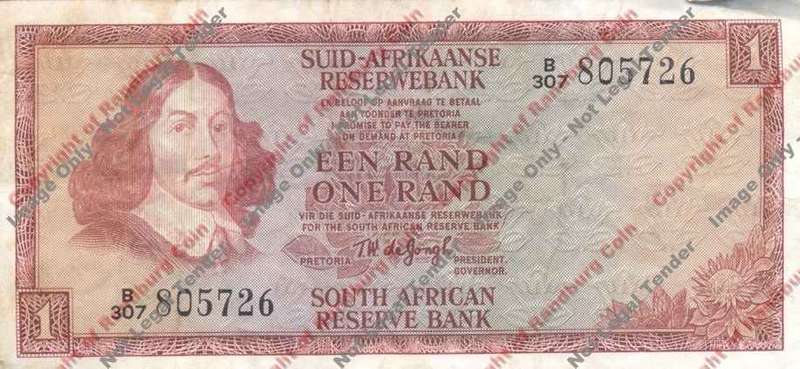 *#* TW de JONGH - 2nd Issue - 1 Rand - Afr/Eng - VF - marks in border *#*
