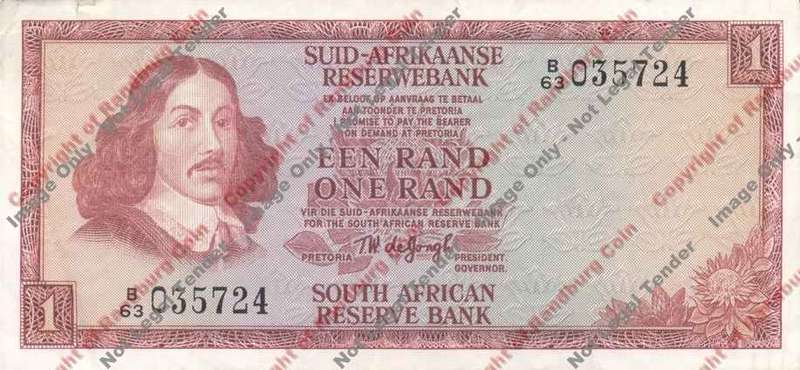 *#* TW de JONGH - 2nd Issue - 1 Rand - Afr/Eng - VF - edge tear at 1 o'clock *#*