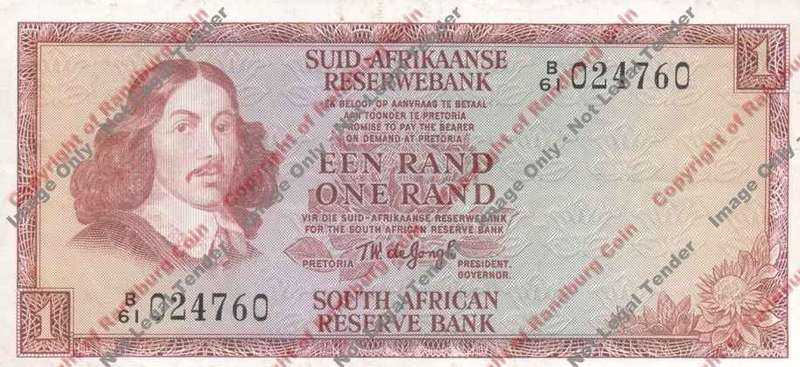 *#* TW de JONGH - 2nd Issue - 1 Rand -Afr/Eng - VF+ *#*