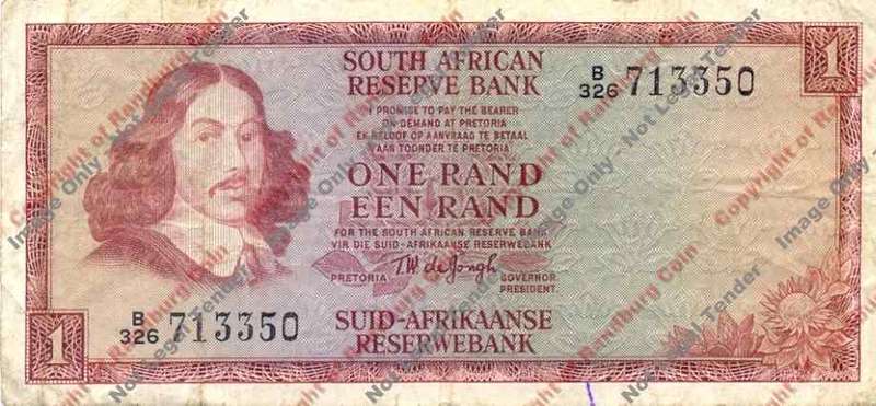 *#* TW de JONGH - 2nd Issue - 1 Rand - Eng/Afr - F - see description *#*