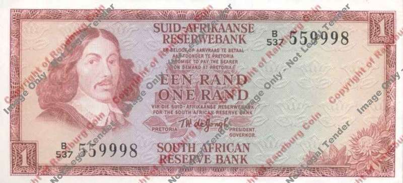 *#* TW de JONGH - 3rd Issue - 1 Rand - Afr/Eng - UNC *#*