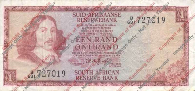 *#* TW de JONGH - 3rd Issue - 1 Rand Afr/Eng - VF - see description *#*