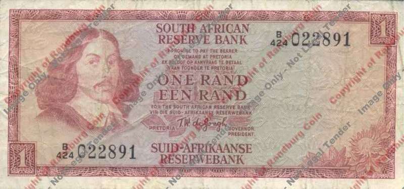 *#* TW de JONGH - 3rd Issue - 1 Rand Eng/Afr - F - see description *#*