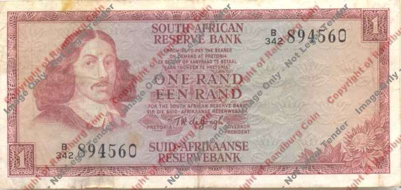 *#* TW de JONGH - 3rd Issue - 1 Rand Eng/Afr - F+ - a bit dirty *#*