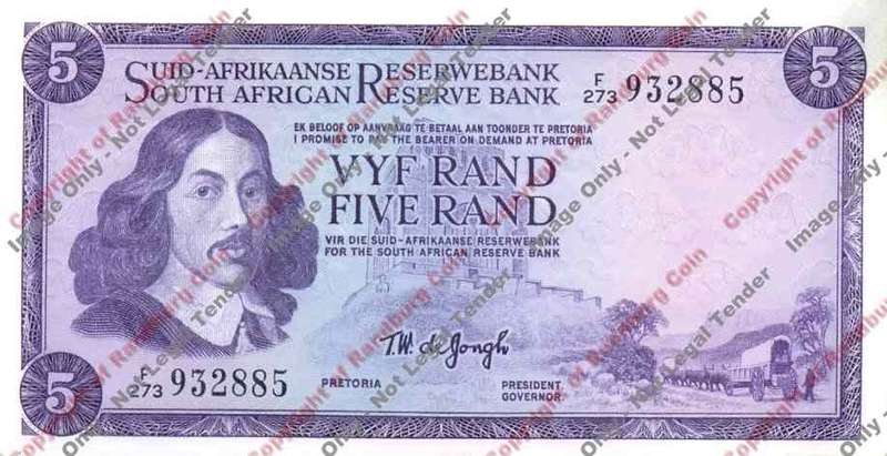 *#* TW de JONGH - 3rd Issue - 5 Rand - Afreng - EF+ *#*