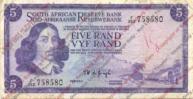 *#* TW de JONGH - 3rd Issue - 5 Rand - F - see description *#*