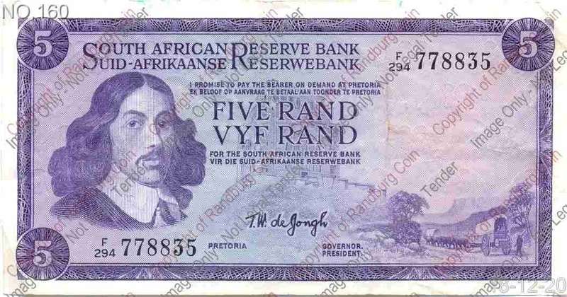 *#* TW de JONGH - 3rd Issue - 5 Rand Eng/Afr - VF *#*