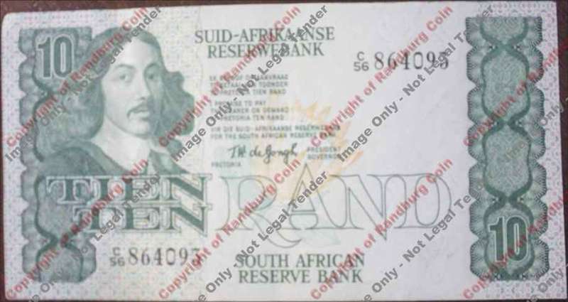 *#* TW de JONGH - 4th Issue - 10 Rand - EF *#*