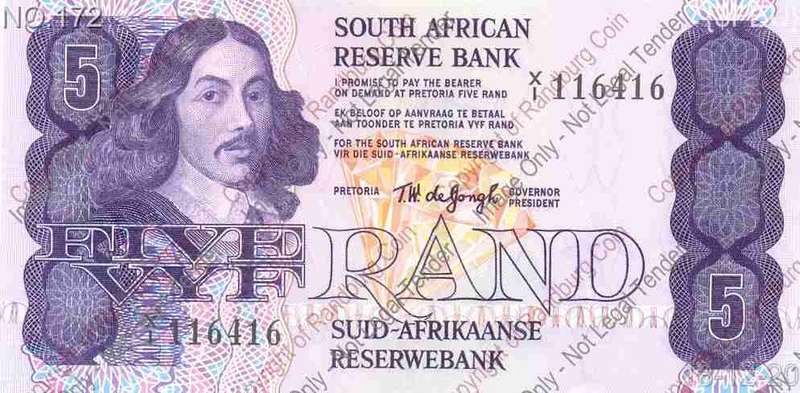 *#* TW de JONGH - 4th Issue - 5 Rand Replacement Note X1 - AU *#*