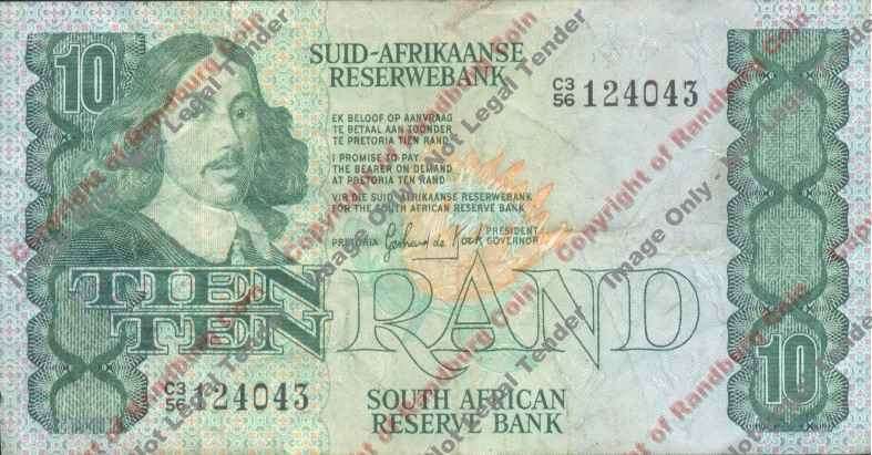 *#* GPC De Kock 1st Issue - Ten Rand - F - edge tear *#*