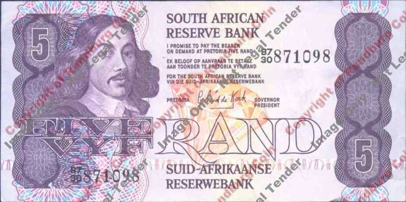 *#* GPC De Kock 3rd Issue - 1984 Five Rand Note - EF *#*