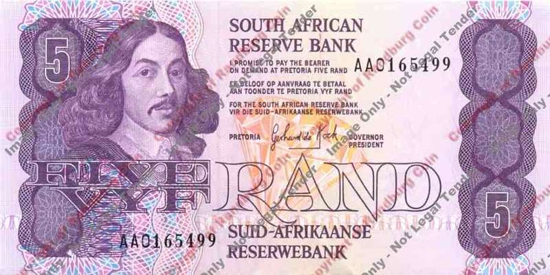 *#* GPC De Kock 3rd Issue - AA - Five Rand Note 1989 EF+ *#*