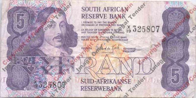 *#* GPC De Kock 3rd Issue - Five Rand - VF - Eng/Afr X19 Replacement Note*#*
