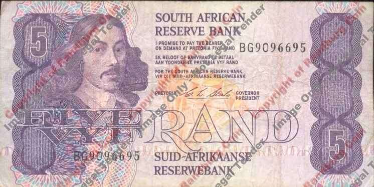 *#* CL Stals 1st Issue - Five Rand Note F+ - dirty *#*