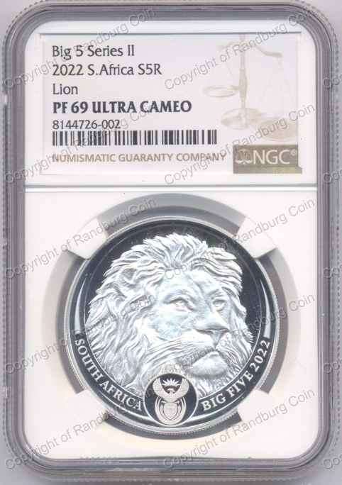 *#* 2022 Fine Silver 1oz Proof R5 Lion - Big Five Series ii NGC PF 69 *#*