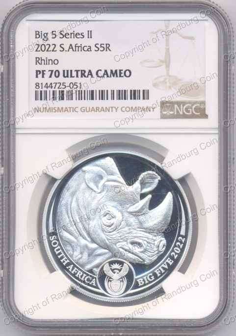*#* 2022 Fine Silver 1oz Proof R5 Rhino - Big Five Series ii NGC PF 70 *#*