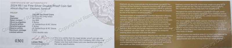 2024_Twin_1oz_Fine_Silver_Proof_R5_Big_Five_Series_III_Elephant_Coin_Set_Cert_rev