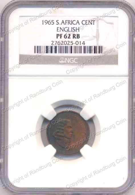 *#* 1965 SA One Cent English NGC Graded PF 62 RB - LOW Mintage *#*