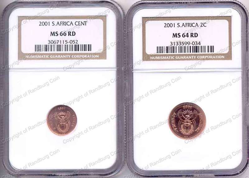 *#* 2001 Uncirculated 1 and 2 Cent Coins  NGC GRADED - LAST YEAR OF ISSUE *#*