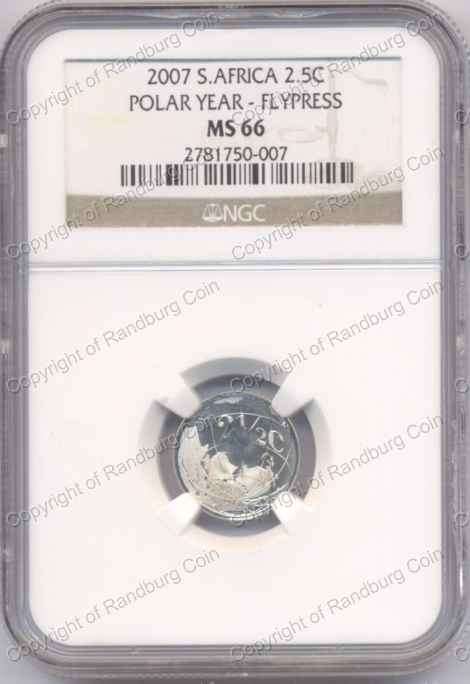 *#* 2007 NGC SILVER FLY PRESS TICKEY POLAR YEAR 2.5 CENT MS 66 *#*