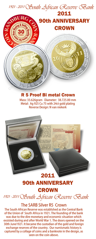 2011_R5_Proof_Bi_colour_Coin_90th_Anniversary_South_African_Reserve_Bank