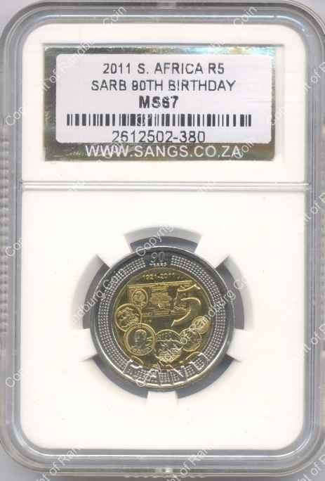 *#* 2011 Bi-metal R5 - SARB 90th Anniversary - SANGS Graded MS 67 *#*