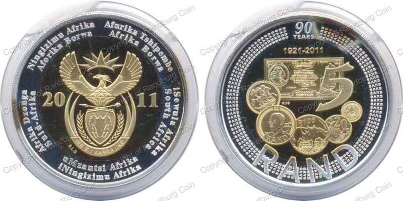 2011 SARB 90th Anniversary Proof R5 Coin in Capsule