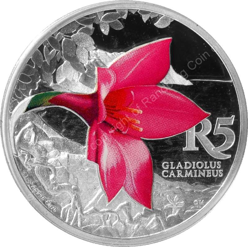 2016 R5 1oz Sterling Silver colour Cliff Gladiolus Kogelberg Biosphere coin - Mintage 472