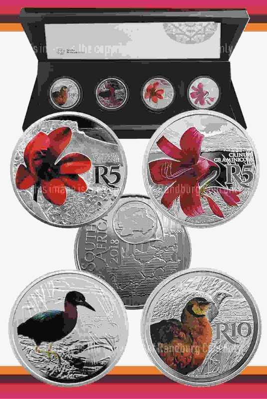 *#* 2018 Colour Set 4 x 1oz Sterling Silver Coins Waterberg Biosphere *#*