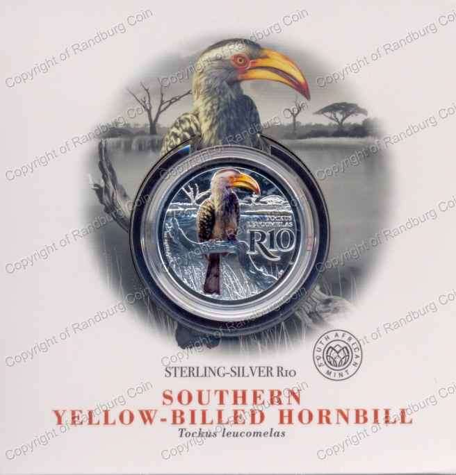 *#* 2019 R10 1oz Sterling Silver Colour Southern Yellow-Billed Hornbill Coin *#*