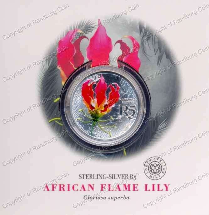 *#* 2019 R5 1oz Sterling Silver Colour African Flame Lily Coin *#*