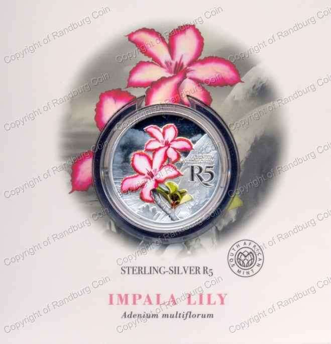 *#* 2019 R5 1oz Sterling Silver Colour Impala Lily Coin *#*