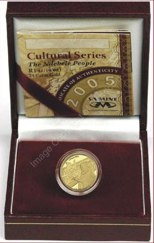 *#* 2005 Gold One Tenth Cultural Ndebele Nation Mintage 411 *#*