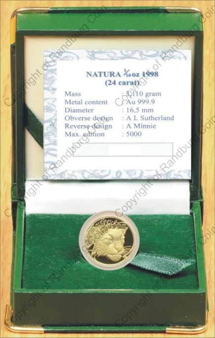 *#* 1998 SA Gold Natura Leopard One Tenth Ounce - 2706 Minted *#*