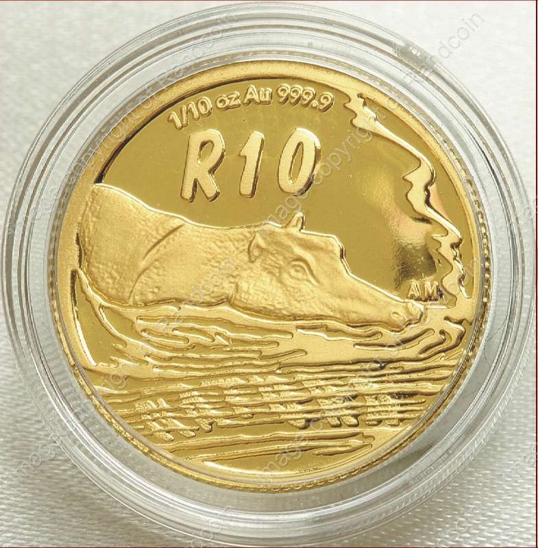 2005_Gold_Hippo_coin_Tenth_oz_Coin_rev