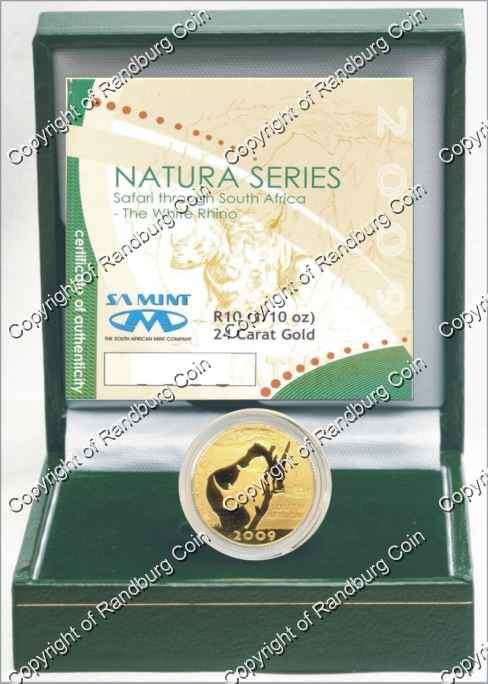 *#* 2009 SA Gold Natura White Rhino Tenth Ounce Mintage 712 *#*