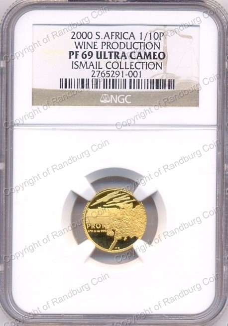 *#* 2000 One Tenth Gold Protea Wine Industry NGC Grade PF69-Minted 239 *#*
