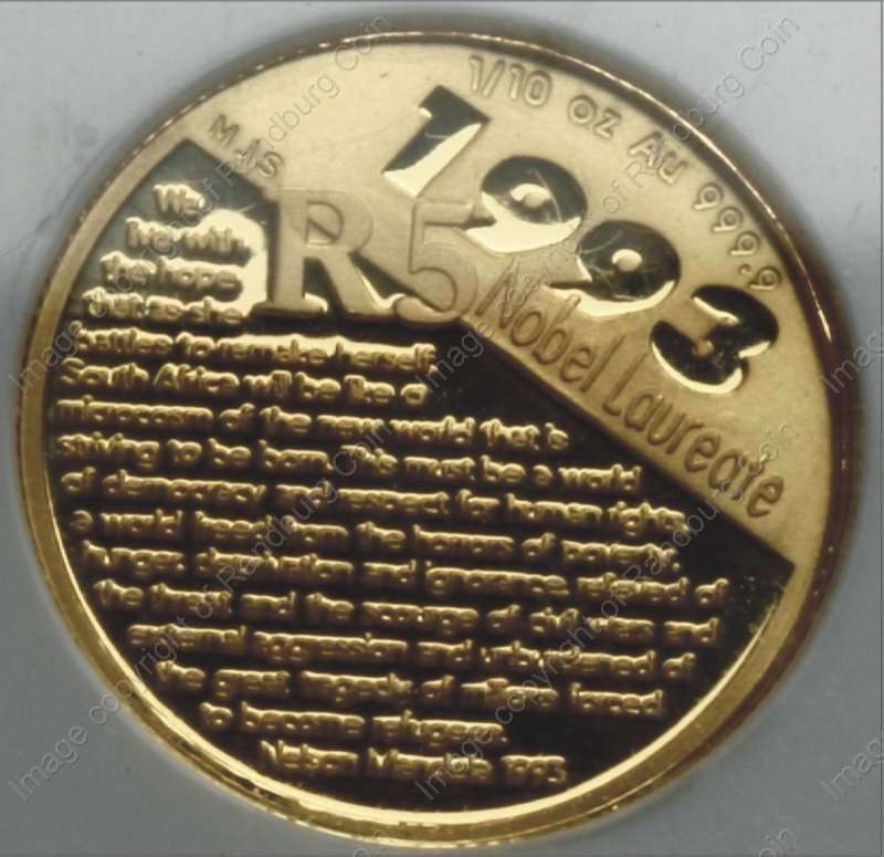 2007_R5_1tenth_oz_PF70_Mandela_Protea_Peace_Slab_coin_Detail_rev