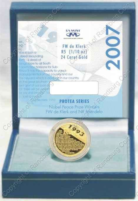 *#* 2007 Proof One Tenth oz Gold Protea de Klerk Mintage 1473 *#*