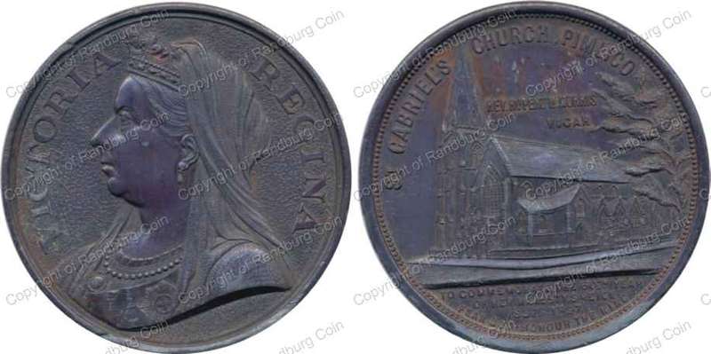 *#* 1897 Bronze Queen Victoria 60th Anniversary - St Gabriels Church Medallion *#*