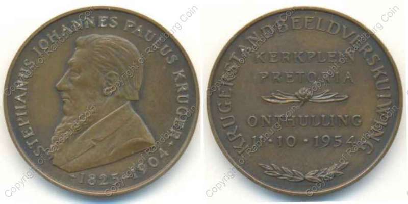 *#* 1954 Bronze Medallion-Unveiling of Paul Kruger Statue in Pretoria - Afrikaans *#*