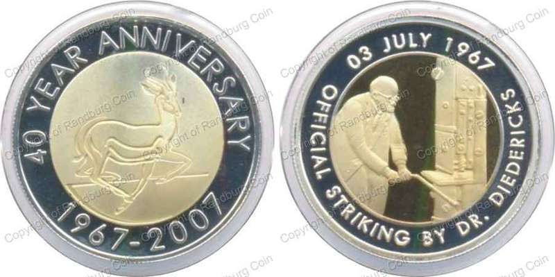 *#* 1967-2007 Silver 40th Anniversary Krugerrand Official Striking  Medal - Stg Ag *#*