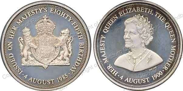 *#* 1985 Silver (Stg-19.5gr) Medallion Celebrating 85th Birthday of the Queen Mother *#*