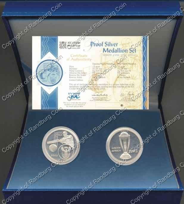 *#* 2003 Silver Cricket World Cup Opening Match and Final Match Medallion Velvet Box  Set *#*