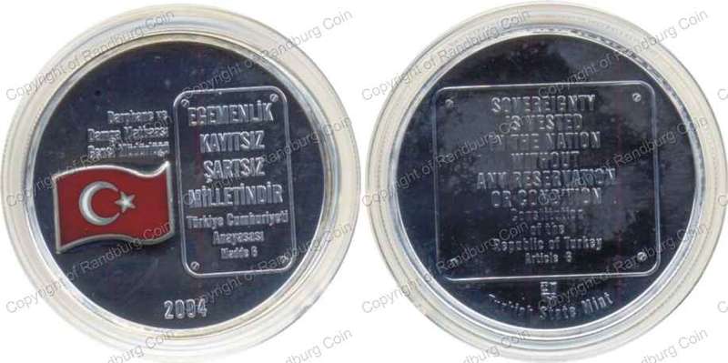 *#* 2004 Pure Silver 1oz Turkish Medal ONLY from the 2004 SA Constitution Set *#*