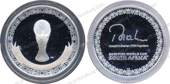 LOW Mintage 2010 Silver  1oz Soccer World Cup RSA Silver Signature Medallion ONLY, capsule scratched